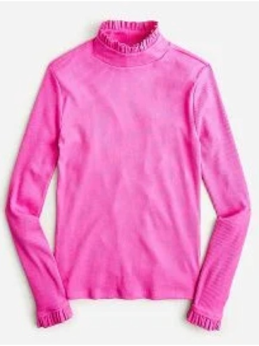 J. Crew Vintage Ruffle Rib Mock Neck Long Sleeve *flaw*